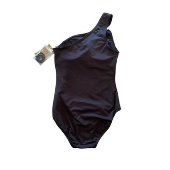Michael Kors One Shoulder One Piece Swimsuit Black Size 6 $106 - Picture 3 of 5